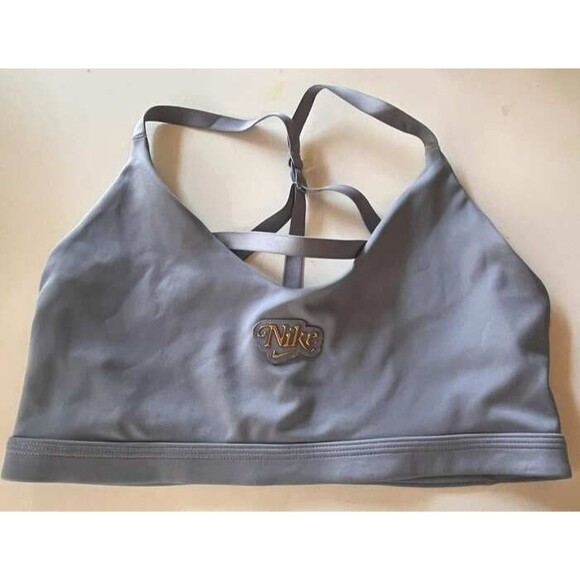 Nike Dri Fit L Gray Blue Indy Femme Strappy Light Support Sports Bra - Picture 2 of 10